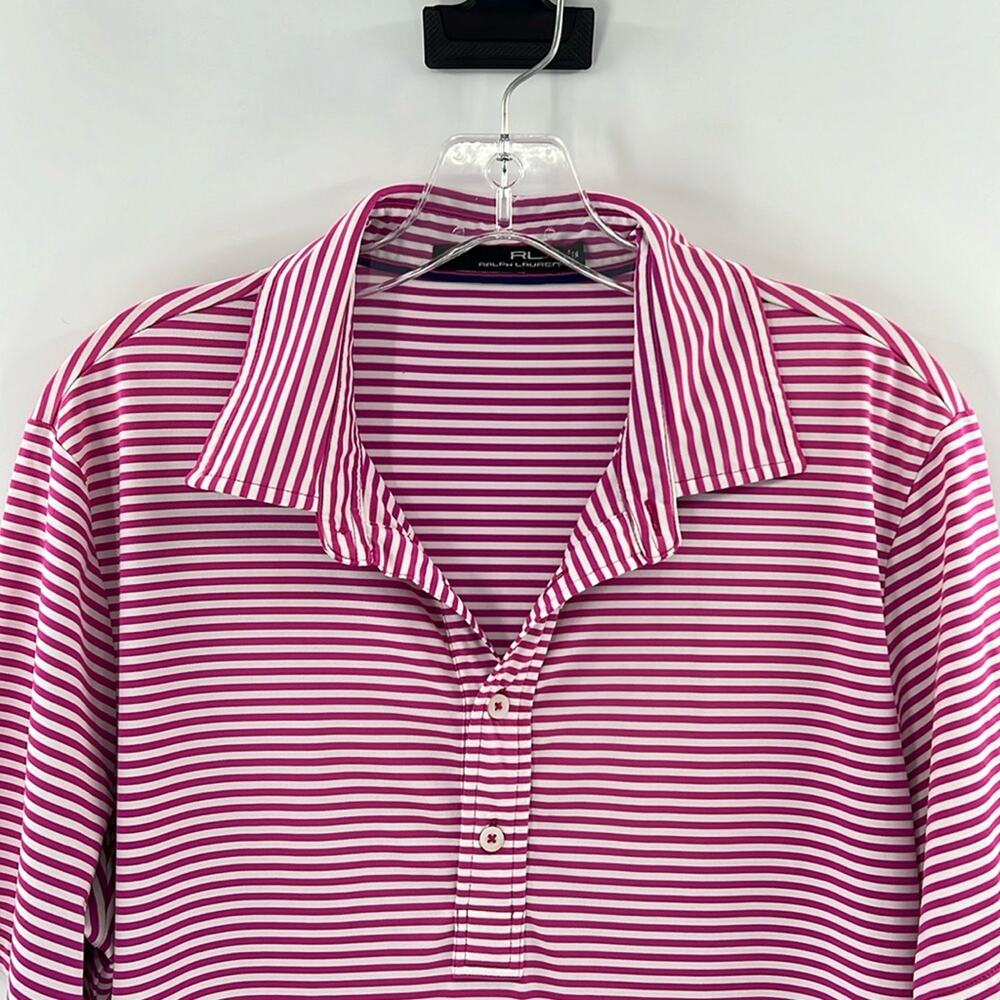 RLX Ralph Lauren Men's SS Performance Polo Shirt - Pink/White - Medium